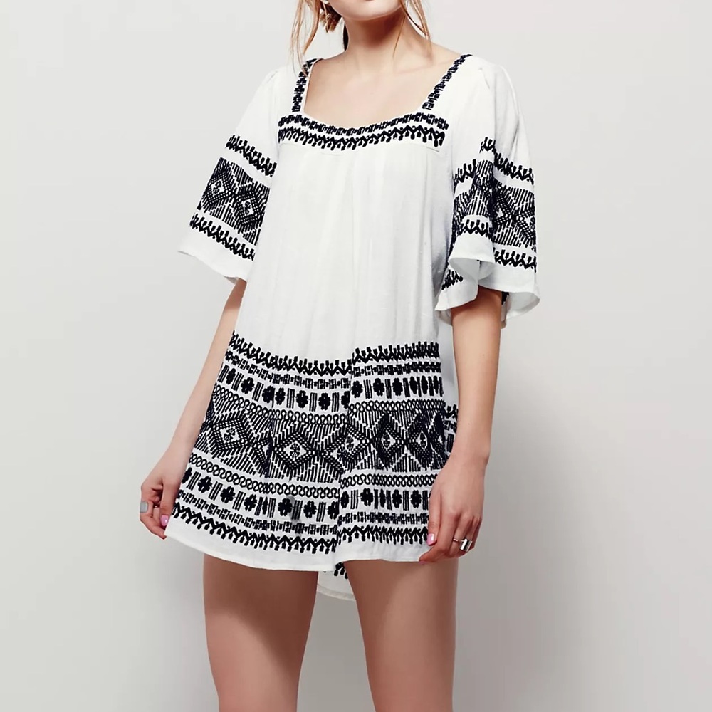 Free People Yuma Mini Dress Embroidery Sz S Boho